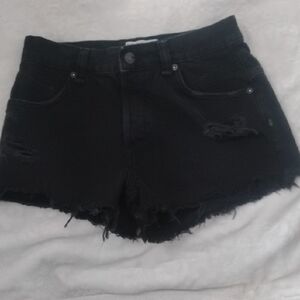 Y2K NWOT Free People Black Distressed High Rise Shorts, Size 25